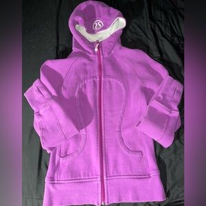 LULULEMON magenta pink/purple cotton fleece Scuba Hoodie jacket size 8